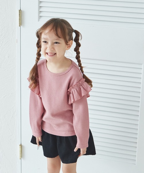 pairmanon（ペアマノン）の「【軽ふわっふる】 ワッフル 袖フリル アソート 長袖Tシャツ（Tシャツ/カットソー・キッズ・ブラック/ブラック系その他2/パープル系その他/ホワイト系その他/ブラック系その他/ホワイト系その他2/ホワイト系その他4/グリーン系その他/ベージュ/ピンク/ブラウン/アイボリー/ピンク系その他/オレンジ系その他・90/120/150/100/110/130/140）」の13枚目の写真