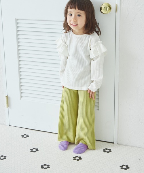 pairmanon（ペアマノン）の「【軽ふわっふる】 ワッフル 袖フリル アソート 長袖Tシャツ（Tシャツ/カットソー・キッズ・ブラック/ブラック系その他2/パープル系その他/ホワイト系その他/ブラック系その他/ホワイト系その他2/ホワイト系その他4/グリーン系その他/ベージュ/ピンク/ブラウン/アイボリー/ピンク系その他/オレンジ系その他・90/120/150/100/110/130/140）」の15枚目の写真