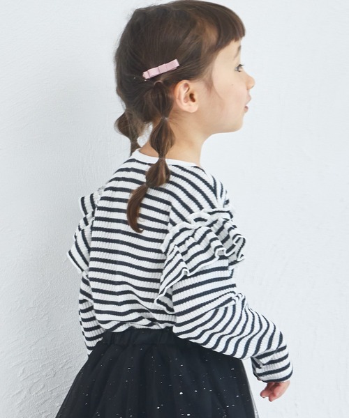 pairmanon（ペアマノン）の「【軽ふわっふる】 ワッフル 袖フリル アソート 長袖Tシャツ（Tシャツ/カットソー・キッズ・ブラック/ブラック系その他2/パープル系その他/ホワイト系その他/ブラック系その他/ホワイト系その他2/ホワイト系その他4/グリーン系その他/ベージュ/ピンク/ブラウン/アイボリー/ピンク系その他/オレンジ系その他・90/120/150/100/110/130/140）」の18枚目の写真