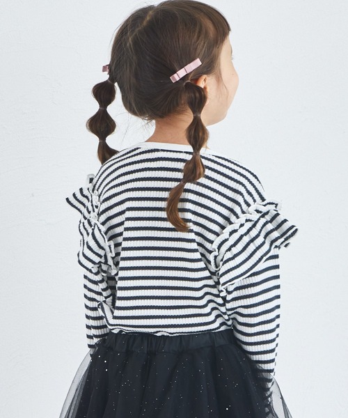 pairmanon（ペアマノン）の「【軽ふわっふる】 ワッフル 袖フリル アソート 長袖Tシャツ（Tシャツ/カットソー・キッズ・ブラック/ブラック系その他2/パープル系その他/ホワイト系その他/ブラック系その他/ホワイト系その他2/ホワイト系その他4/グリーン系その他/ベージュ/ピンク/ブラウン/アイボリー/ピンク系その他/オレンジ系その他・90/120/150/100/110/130/140）」の19枚目の写真