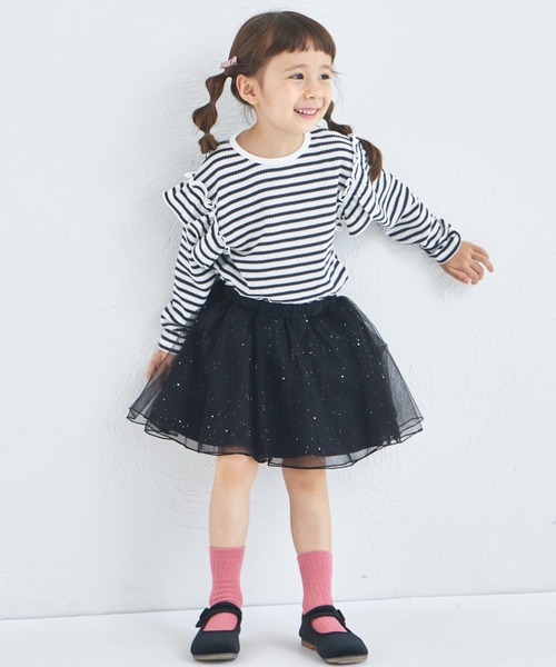 pairmanon（ペアマノン）の「【軽ふわっふる】 ワッフル 袖フリル アソート 長袖Tシャツ（Tシャツ/カットソー・キッズ・ブラック/ブラック系その他2/パープル系その他/ホワイト系その他/ブラック系その他/ホワイト系その他2/ホワイト系その他4/グリーン系その他/ベージュ/ピンク/ブラウン/アイボリー/ピンク系その他/オレンジ系その他・90/120/150/100/110/130/140）」の21枚目の写真