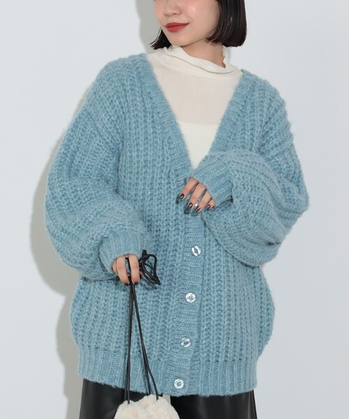 BEAMS HEART(ビームスハート)の「ミックス ローゲージニット カーディガン(ウォッシャブル)(カーディガン/ボレロ・レディース・ブルー/グレー/オレンジ・FREE)」の2枚目の写真