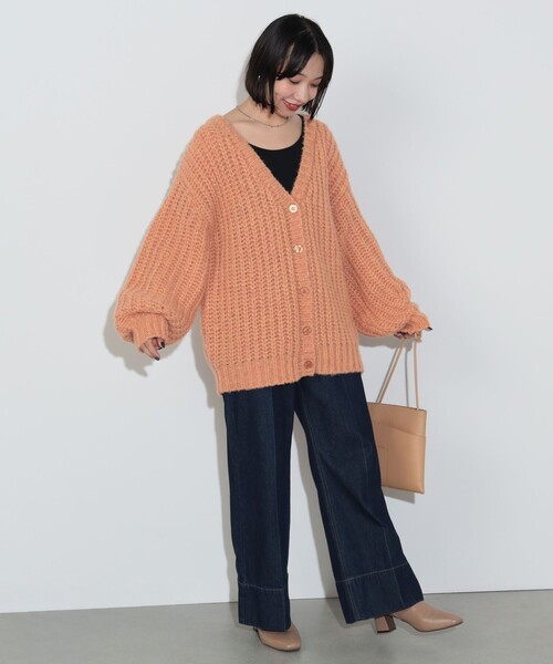 BEAMS HEART(ビームスハート)の「ミックス ローゲージニット カーディガン(ウォッシャブル)(カーディガン/ボレロ・レディース・ブルー/グレー/オレンジ・FREE)」の4枚目の写真