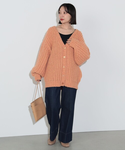 BEAMS HEART(ビームスハート)の「ミックス ローゲージニット カーディガン(ウォッシャブル)(カーディガン/ボレロ・レディース・ブルー/グレー/オレンジ・FREE)」の5枚目の写真