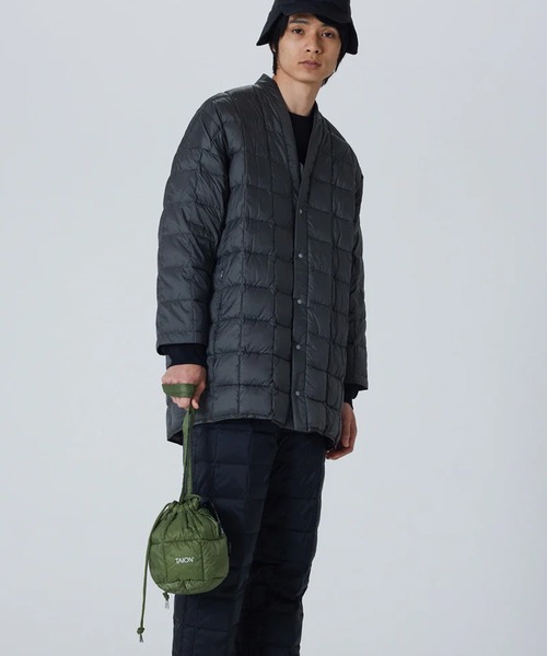 TAION(タイオン)の「TAION/タイオン DRAW STRING DOWN BAG-SMALL 巾着バック(ショルダーバッグ・メンズ・オリーブ/ブラック/タイガーカモ/セージグリーン/ダークグリーン/オフホワイト/ダークブルー/ネイビー/ベージュ/モカ/レオパード/ライトグレー/ライトブラック・ONE SIZE)」の15枚目の写真