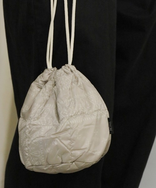 【 】Draw String Bag_WHITE〜ショルダーバッグ セール】TAION/タイオン DRAW STRING DOWN BAG-SMALL 巾着バック