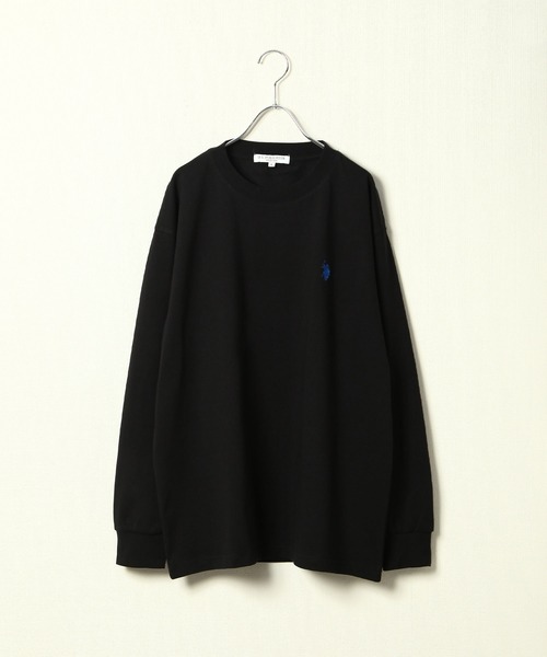 U.S. POLO ASSN.(ユーエスポロアッスン)の「【U.S.POLO ASSN.】 ワンポイント ロゴ刺繍 クルーネック 長袖 Tシャツ / ロンT(Tシャツ/カットソー・レディース・ダークグリーン/バイオレット/アイボリー/ブラック/レッド/オートミール/ネイビー・MEDIUM/X-LARGE/LARGE)」の2枚目の写真