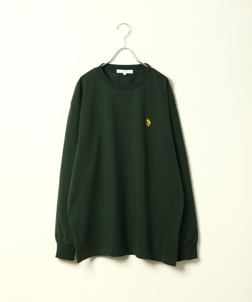U.S. POLO ASSN.(ユーエスポロアッスン)の「【U.S.POLO ASSN.】 ワンポイント ロゴ刺繍 クルーネック 長袖 Tシャツ / ロンT(Tシャツ/カットソー・レディース・ダークグリーン/バイオレット/アイボリー/ブラック/レッド/オートミール/ネイビー・MEDIUM/X-LARGE/LARGE)」の4枚目の写真