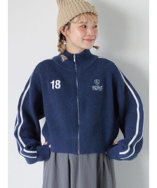 ehka sopo（エヘカソポ）の「ラインジップカーディガン（カーディガン/ボレロ・レディース・ブルー/グリーン/キナリ・F）」の3枚目の写真