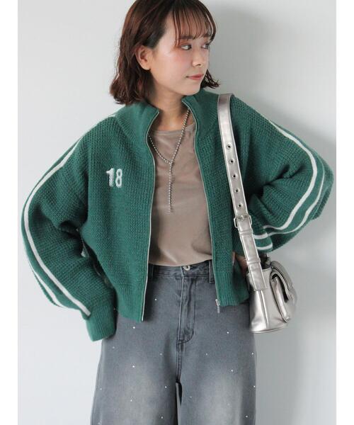 ehka sopo（エヘカソポ）の「ラインジップカーディガン（カーディガン/ボレロ・レディース・ブルー/グリーン/キナリ・F）」の2枚目の写真
