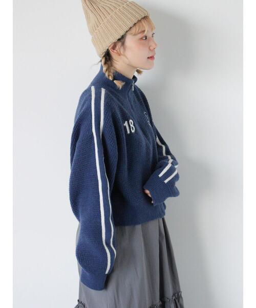 ehka sopo（エヘカソポ）の「ラインジップカーディガン（カーディガン/ボレロ・レディース・ブルー/グリーン/キナリ・F）」の6枚目の写真