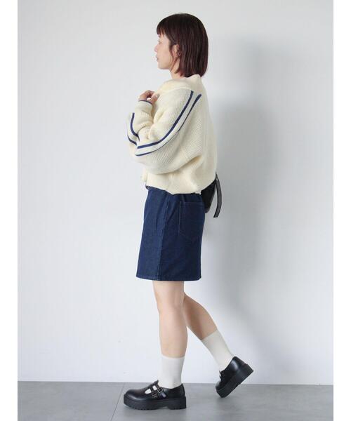 ehka sopo（エヘカソポ）の「ラインジップカーディガン（カーディガン/ボレロ・レディース・ブルー/グリーン/キナリ・F）」の7枚目の写真