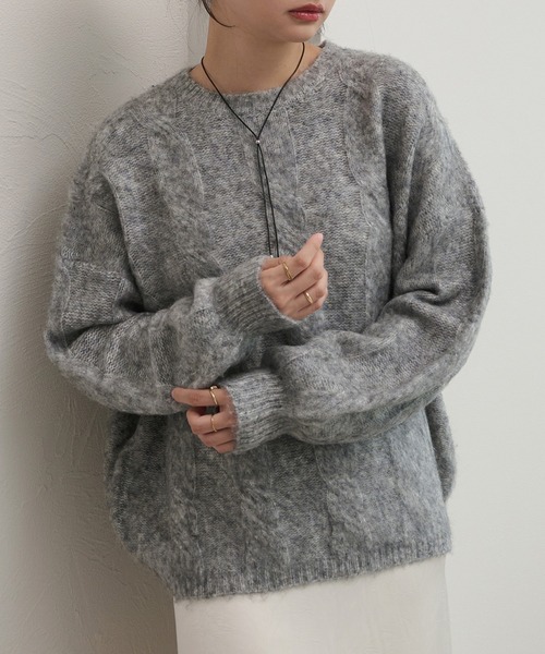 セール】袖ボリュームミックスカラーニット（ニット/セーター