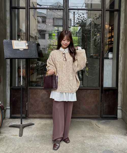 raffime（ラフィミー）の「袖ボリュームミックスカラーニット（ニット/セーター・レディース・ピンク系その他/ブラウン系その他/グレー系その他・フリー）」の5枚目の写真
