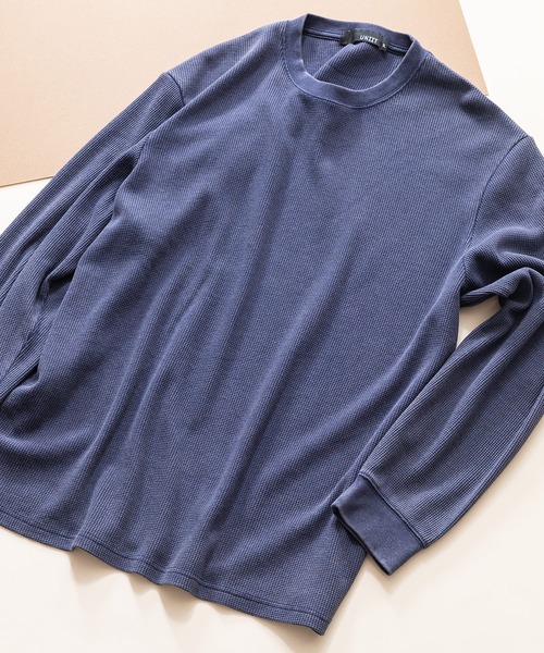 UNIIT(ユニット)の「【UNIIT / ユニット】パウダーブリーチ加工 ワッフルロンT ユニセックス(Tシャツ/カットソー・メンズ・ネイビー/ブラック・X-LARGE/MEDIUM/LARGE)」の1枚目の写真