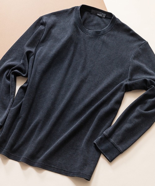 UNIIT(ユニット)の「【UNIIT / ユニット】パウダーブリーチ加工 ワッフルロンT ユニセックス(Tシャツ/カットソー・メンズ・ネイビー/ブラック・X-LARGE/MEDIUM/LARGE)」の2枚目の写真