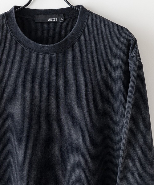 UNIIT(ユニット)の「【UNIIT / ユニット】パウダーブリーチ加工 ワッフルロンT ユニセックス(Tシャツ/カットソー・メンズ・ネイビー/ブラック・X-LARGE/MEDIUM/LARGE)」の4枚目の写真