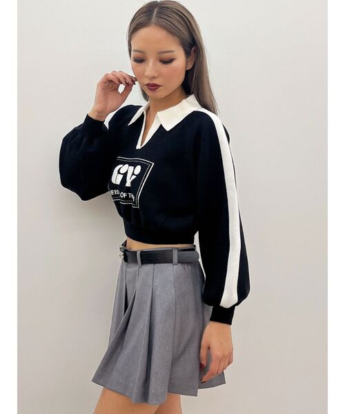 GYDA(ジェイダ)の「round GY BICOLOR POLOニットトップス(ニット/セーター・レディース・オフホワイト/ブラック/スカイブルー・FREE)」の19枚目の写真