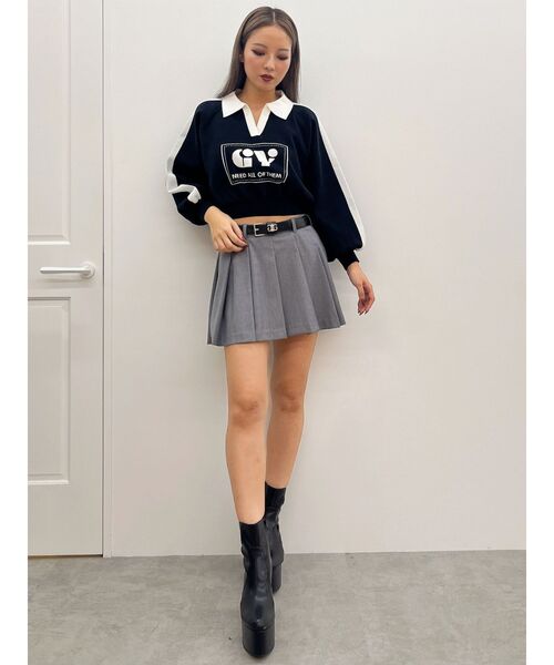 GYDA(ジェイダ)の「round GY BICOLOR POLOニットトップス(ニット/セーター・レディース・オフホワイト/ブラック/スカイブルー・FREE)」の21枚目の写真