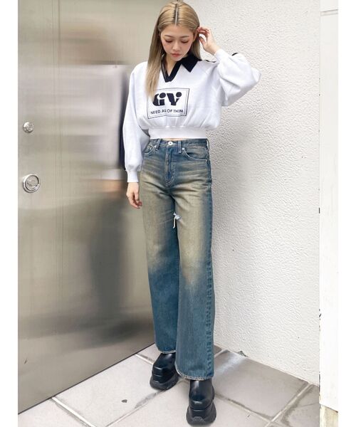 GYDA(ジェイダ)の「round GY BICOLOR POLOニットトップス(ニット/セーター・レディース・オフホワイト/ブラック/スカイブルー・FREE)」の17枚目の写真