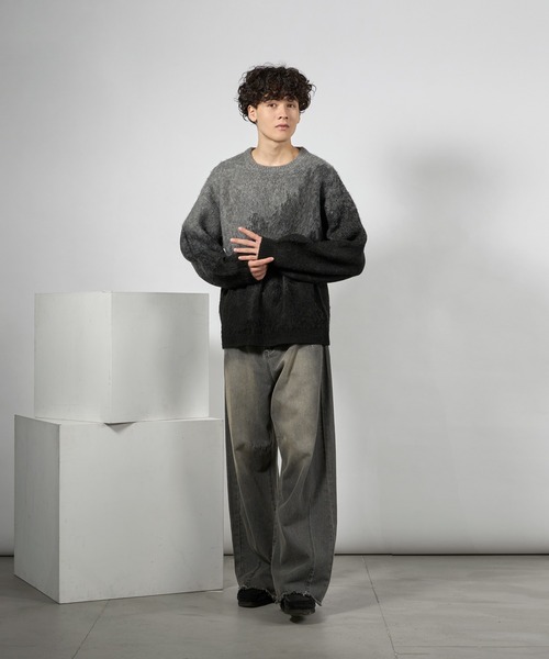 kutir(クティール)の「MOHAIR LIKE ABSTRACT KNIT/モヘアライクアブストラクトニット(ニット/セーター・メンズ・ライトグレー/ブラウン/ブラック・LARGE/MEDIUM)」の5枚目の写真
