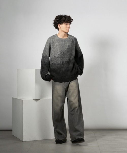 kutir(クティール)の「MOHAIR LIKE ABSTRACT KNIT/モヘアライクアブストラクトニット(ニット/セーター・メンズ・ライトグレー/ブラウン/ブラック・LARGE/MEDIUM)」の6枚目の写真