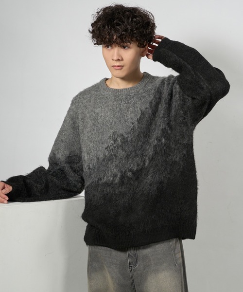 kutir(クティール)の「MOHAIR LIKE ABSTRACT KNIT/モヘアライクアブストラクトニット(ニット/セーター・メンズ・ライトグレー/ブラウン/ブラック・LARGE/MEDIUM)」の9枚目の写真