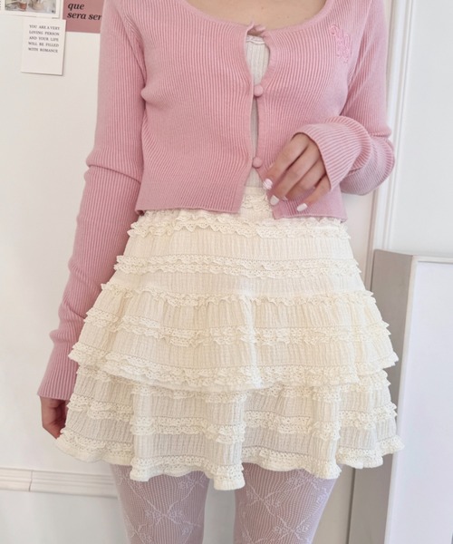 セール】【5色展開】ホイップレースフリルミニスカパン