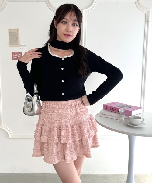 Loueme（ルエム）の「【5色展開】ホイップレースフリルミニスカパン（スカート・レディース・アイボリー/ピンク/ブラック/ホワイト/ライトブルー・FREE）」の22枚目の写真