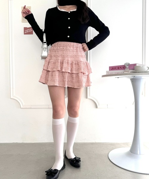 セール】【5色展開】ホイップレースフリルミニスカパン（スカート