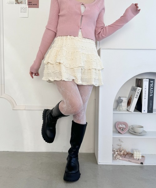 Loueme（ルエム）の「【5色展開】ホイップレースフリルミニスカパン（スカート・レディース・アイボリー/ピンク/ブラック/ホワイト/ライトブルー・FREE）」の13枚目の写真