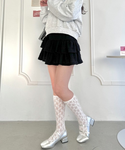 Loueme（ルエム）の「【5色展開】ホイップレースフリルミニスカパン（スカート・レディース・アイボリー/ピンク/ブラック/ホワイト/ライトブルー・FREE）」の19枚目の写真