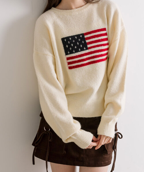 OLIVE des OLIVE（オリーブデオリーブ）の「アソートジャガードニット（ニット/セーター・レディース・チャコールグレー/ピンク/アイボリー/ブラック・FREE）」の5枚目の写真