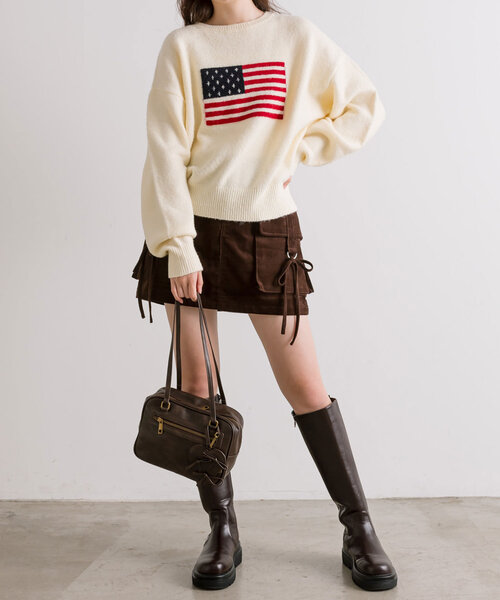 OLIVE des OLIVE（オリーブデオリーブ）の「アソートジャガードニット（ニット/セーター・レディース・チャコールグレー/ピンク/アイボリー/ブラック・FREE）」の6枚目の写真