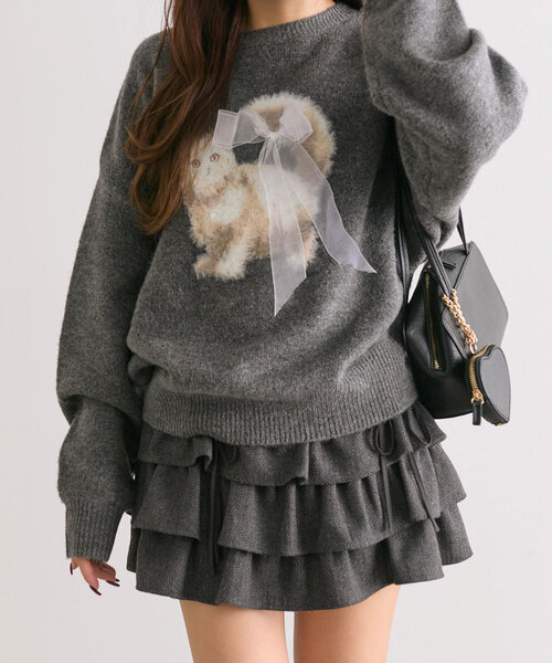 OLIVE des OLIVE（オリーブデオリーブ）の「アソートジャガードニット（ニット/セーター・レディース・チャコールグレー/ピンク/アイボリー/ブラック・FREE）」の10枚目の写真