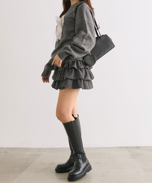 OLIVE des OLIVE（オリーブデオリーブ）の「アソートジャガードニット（ニット/セーター・レディース・チャコールグレー/ピンク/アイボリー/ブラック・FREE）」の14枚目の写真