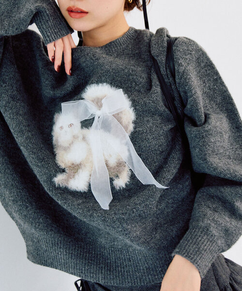 OLIVE des OLIVE（オリーブデオリーブ）の「アソートジャガードニット（ニット/セーター・レディース・チャコールグレー/ピンク/アイボリー/ブラック・FREE）」の16枚目の写真