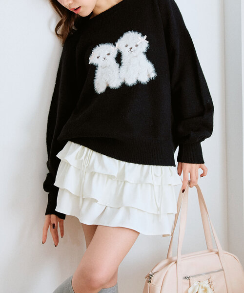 OLIVE des OLIVE（オリーブデオリーブ）の「アソートジャガードニット（ニット/セーター・レディース・チャコールグレー/ピンク/アイボリー/ブラック・FREE）」の18枚目の写真