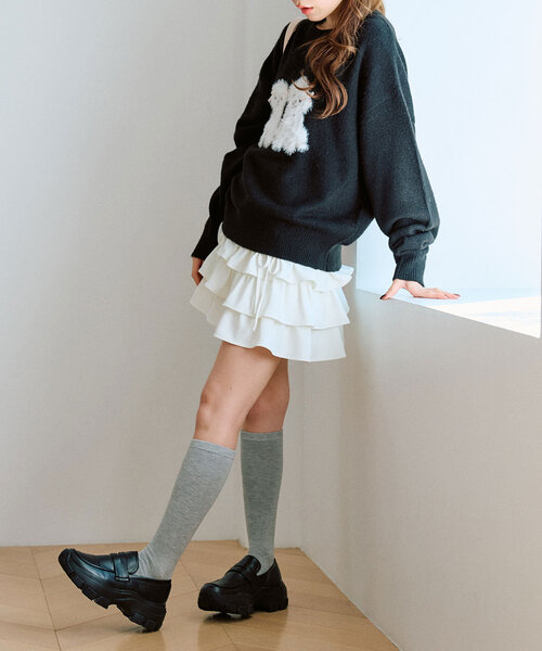 OLIVE des OLIVE（オリーブデオリーブ）の「アソートジャガードニット（ニット/セーター・レディース・チャコールグレー/ピンク/アイボリー/ブラック・FREE）」の22枚目の写真