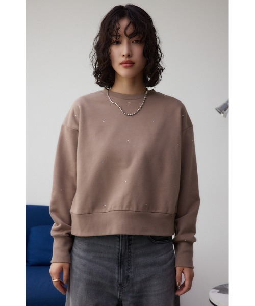 AZUL by moussy（アズールバイマウジー）の「ラインストーンウラケトップス（スウェット・レディース・ブラック/オフホワイト/ダークベージュ・FREE）」の11枚目の写真
