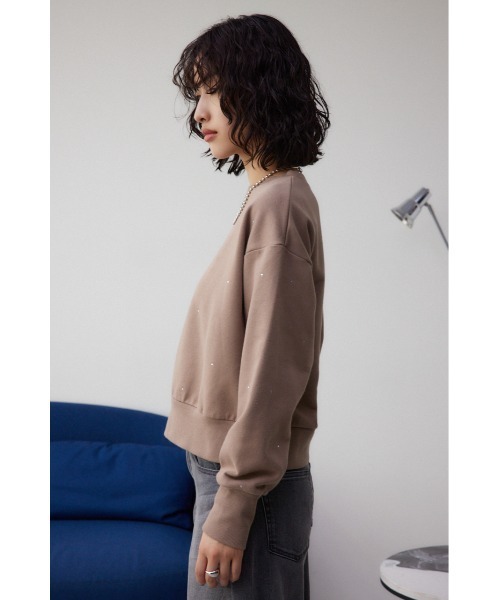 AZUL by moussy（アズールバイマウジー）の「ラインストーンウラケトップス（スウェット・レディース・ブラック/オフホワイト/ダークベージュ・FREE）」の10枚目の写真