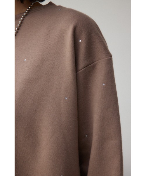 AZUL by moussy（アズールバイマウジー）の「ラインストーンウラケトップス（スウェット・レディース・ブラック/オフホワイト/ダークベージュ・FREE）」の7枚目の写真