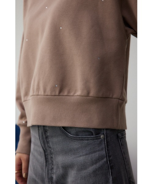 AZUL by moussy（アズールバイマウジー）の「ラインストーンウラケトップス（スウェット・レディース・ブラック/オフホワイト/ダークベージュ・FREE）」の5枚目の写真