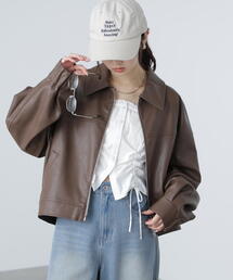 FREE'S MART | ◇合皮ジップアップブルゾン(ブルゾン)