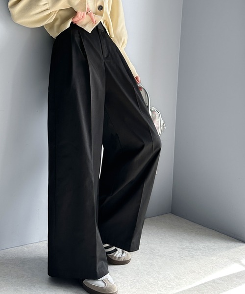 セール】上品なデザインと履き心地。タック使いワイドシルエットハイ