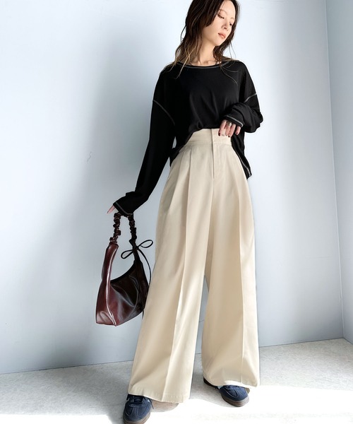 セール】上品なデザインと履き心地。タック使いワイドシルエットハイ