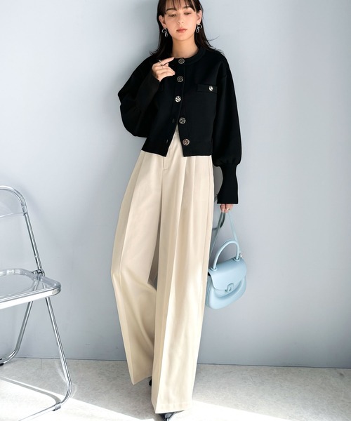 classicalelf(クラシカルエルフ)の「上品なデザインと履き心地。タック使いワイドシルエットハイウエストスラックス(スラックス・レディース・ベージュ/ホワイト系/ブラック・LARGE/SMALL/X-LARGE/MEDIUM)」の9枚目の写真