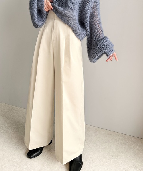 セール】上品なデザインと履き心地。タック使いワイドシルエットハイ