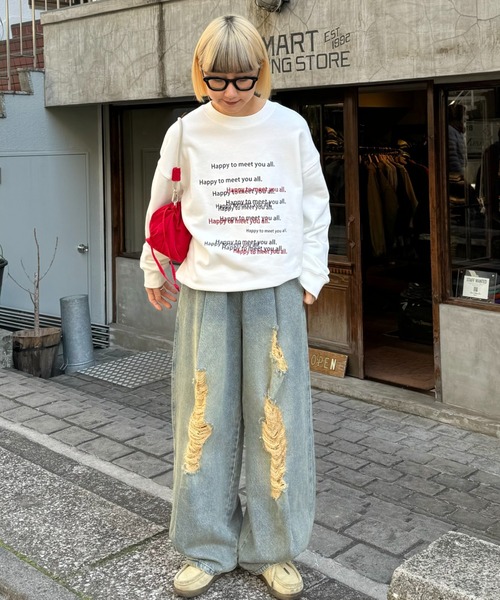 CIAOPANIC TYPY（チャオパニックティピー）の「【UNISEX】ダメージデニムカーブパンツ（デニムパンツ・メンズ・ブルー/ネイビー/ブラック・MEDIUM/LARGE）」の21枚目の写真