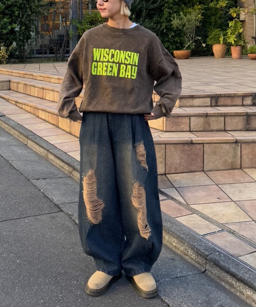 CIAOPANIC TYPY（チャオパニックティピー）の「【UNISEX】ダメージデニムカーブパンツ（デニムパンツ・メンズ・ブルー/ネイビー/ブラック・MEDIUM/LARGE）」の11枚目の写真